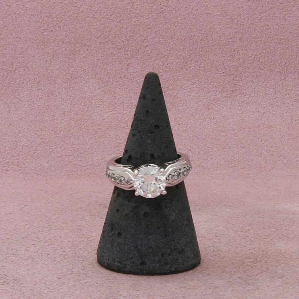 sterling silver round-cut cz engagement ring size 6